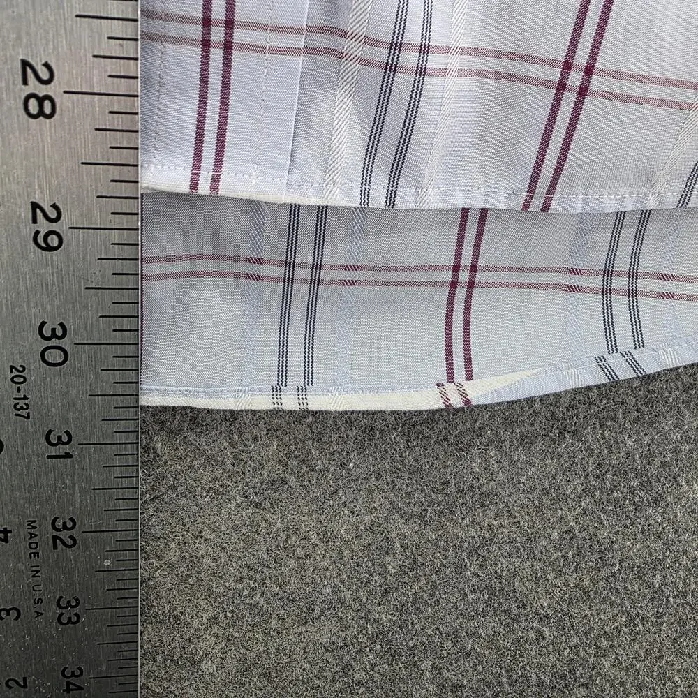 Nordstrom Mens Shop Dress Shirt Mens 17 Blue Plaid Classic Fit Point Collar